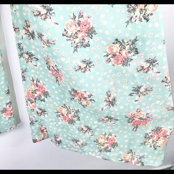 AoBaBa Mint and Rose Floral Silk Blend 2 Piece Halter Top Pantsuit Set - Picture 12 of 16